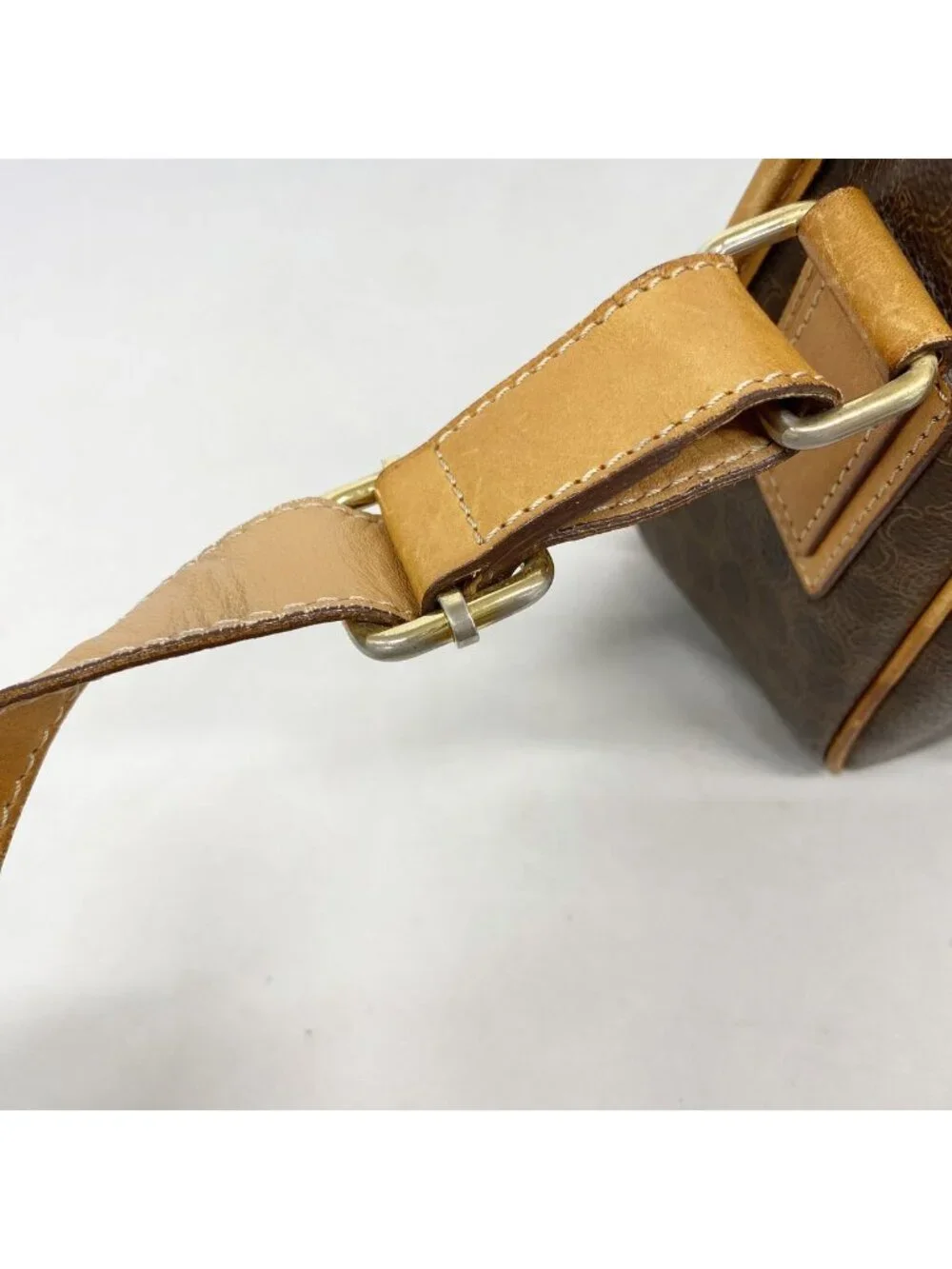 Celine Shoulder Bag Macadam Brown Gold